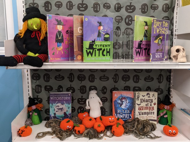Halloween display of books